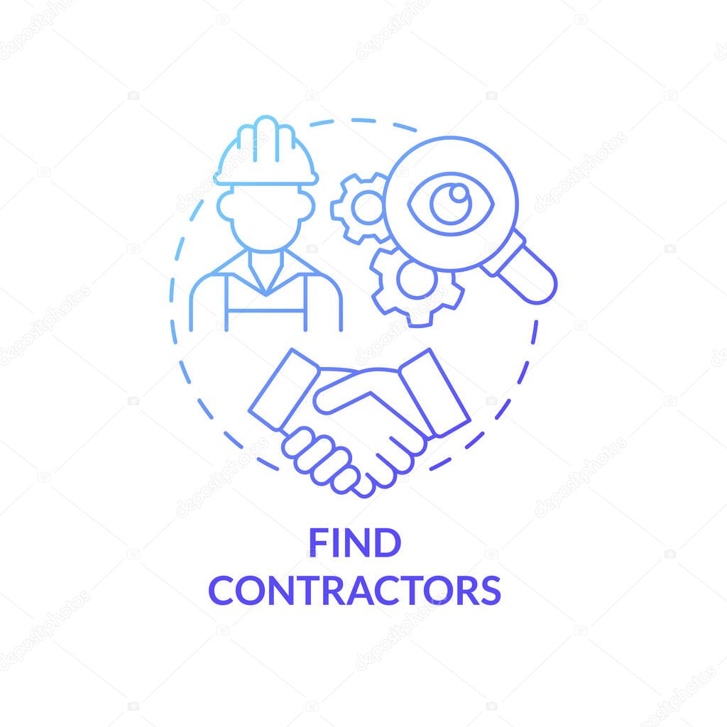Find contractors gradient concept concept icon. Small business worker. Employment of staff to launch startup abstract idea thin line illustration. Vector isolated outline color drawing