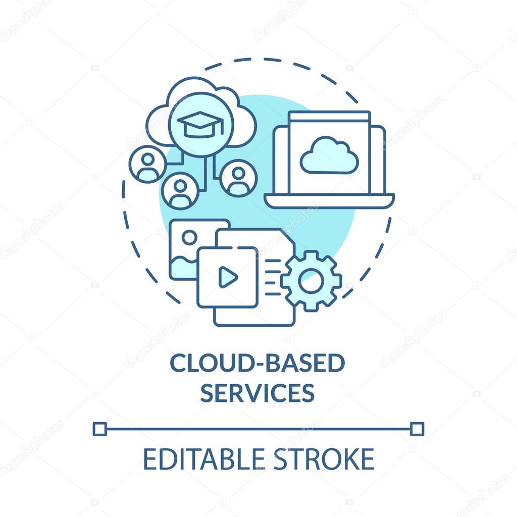 Cloud-based services blue concept icon. Virtual data storage. Public assessment to information abstract idea thin line illustration. Vector isolated outline color drawing. Editable stroke