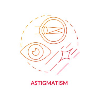 Astigmatizm gradyan konsept simgesi. Genel görme sorunu ve durumu. Lazer cerrahi, soyut fikir, ince çizgi çizimi gibi tedavi edilmesi gereken sorunlar. Vektör izole edilmiş dış çizgi renk çizimi