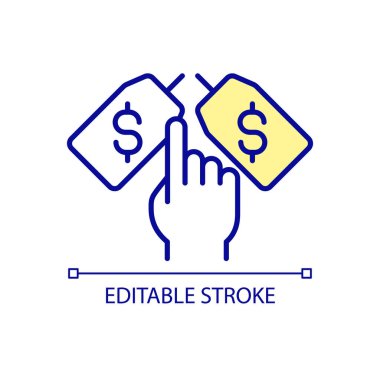 RGB renk simgesi için daha iyi fiyat seçiliyor. Olabilecek en iyi anlaşmayı seçiyorum. Doğru müzakere stratejisini seçiyorum. İzole vektör çizimi. Basit bir çizgi çizimi. Düzenlenebilir vuruş