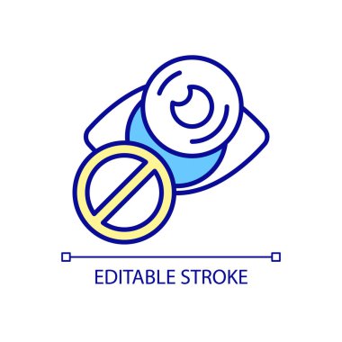 Lens RGB renk simgesi kullanmaktan kaçının. Göz doktorunun tavsiyelerini uygulamaya koymak. Ameliyattan önce lens takmayı bırak. İzole vektör çizimi. Basit bir çizgi çizimi. Düzenlenebilir vuruş