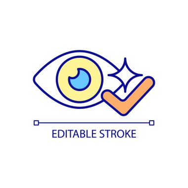 Gelişmiş görüş RGB renk simgesini kontrol et. Hızlıca ve gözle görülür bir gelişme. Lazer göz ameliyatının avantajları. İzole vektör çizimi. Basit bir çizgi çizimi. Düzenlenebilir vuruş