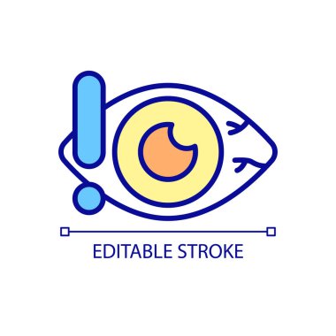 Kuru göz RGB renk simgesi. Enfeksiyon riski var. Hastaların ameliyattan sonra yaşadığı yaygın yan etki. Kuru göz semptomları. İzole vektör çizimi. Basit bir çizgi çizimi. Düzenlenebilir vuruş