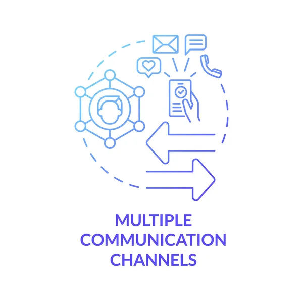 Icône Concept Dégradé Bleu Canaux Communication Multiples Services Multicanaux Les — Image vectorielle