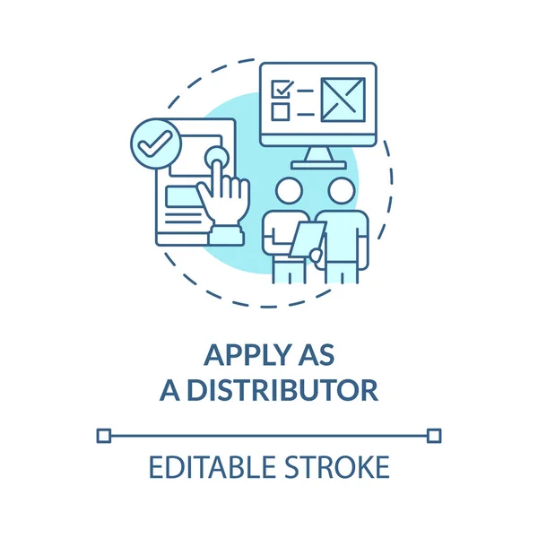 Aplicar Como Distribuidor Icono Concepto Azul Construir Relaciones Socios Con — Vector de stock