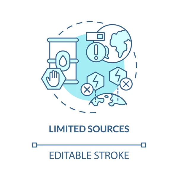 Begrenzte Quellen Türkisblaues Konzeptsymbol Nicht Erneuerbare Brennstoffressourcen Abstrakte Idee Dünne — Stockvektor