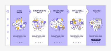 Gemide başarılı toptancı şablonu. Simgeli ilgili mobil web sitesi. Web sayfasında 5 basamaklı ekranlar. Doğrusal çizimlerle dağıtım rengi kavramı