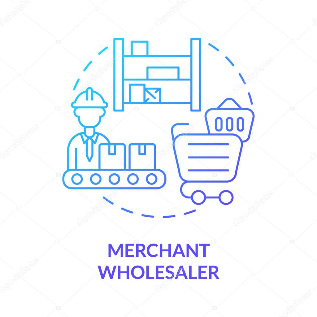 Merchant wholesaler blue gradient concept icon. Trade and logistics. Distribution company business service abstract idea thin line illustration. Vector isolated outline color drawing