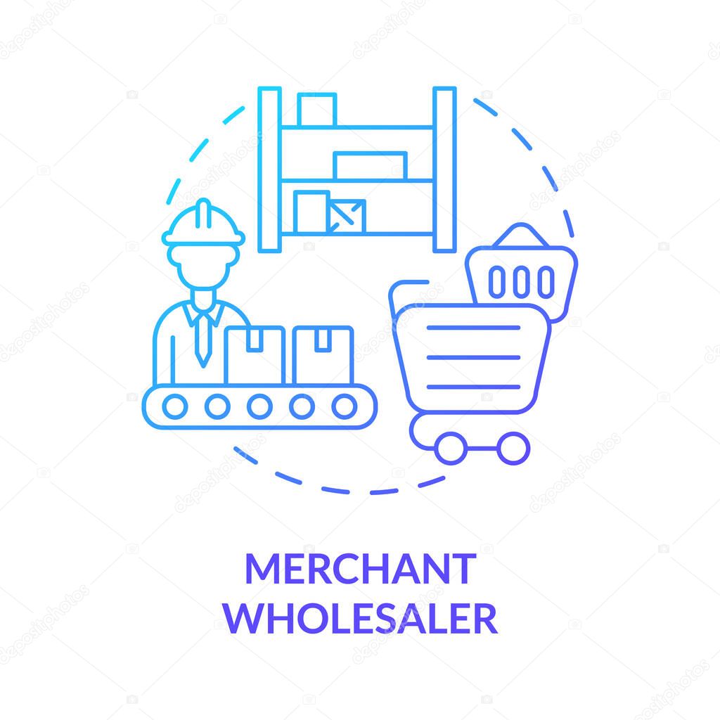 Merchant wholesaler blue gradient concept icon. Trade and logistics. Distribution company business service abstract idea thin line illustration. Vector isolated outline color drawing