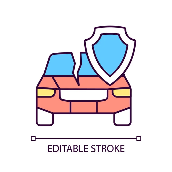 Araba Hasarı Sigortası Rgb Renk Ikonu Trafik Kazası Sigortası Otomobil — Stok Vektör