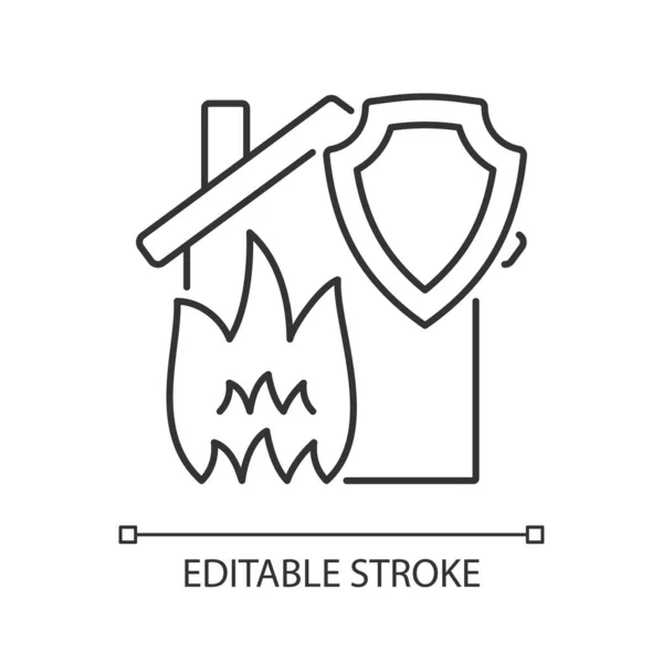 Fire Home Insurance Linear Icon Protection Fire Support Fire Accident — Stock Vector