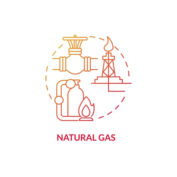 Icono Concepto Degradado Rojo Gas Natural Extracción Combustible Fuentes Energía — Archivo Imágenes Vectoriales