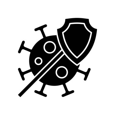 Kapsamlı siyah kabartma simgesi. Koronavirüs tedavisinin finansal kapsamı. Sağlık sigortası poliçesi. Salgın sırasında koruma. Beyaz uzayda siluet sembolü. Vektör izole illüstrasyonu