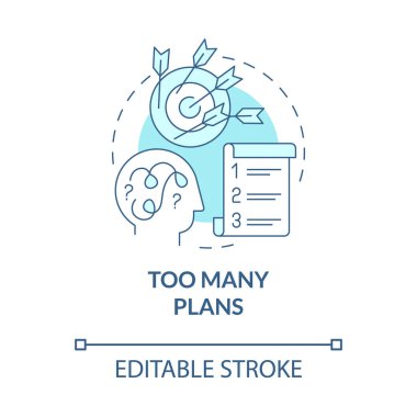 Çok fazla plan turkuaz konsept simgesi. Yaşam dengesizliği ve soyut fikirler ince çizgi çizimi. İzole bir taslak çizim. Düzenlenebilir felç. Kullanılan Roboto-Orta, Myriad Pro-Kalın yazı tipleri