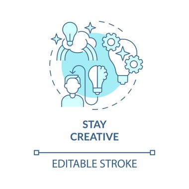 Yaratıcı turkuaz konsept ikonu olarak kal. Hayal gücü dünyayı değiştiriyor soyut fikir ince çizgi çizimi. İzole bir taslak çizim. Düzenlenebilir felç. Kullanılan Roboto-Orta, Myriad Pro-Kalın yazı tipleri