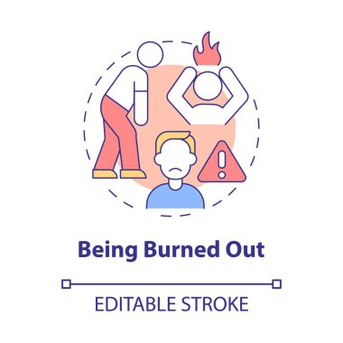 Yanmış konsept ikonu olmak. Dengesiz yaşam tarzı problemi soyut fikir ince çizgi çizimi. İzole bir taslak çizim. Düzenlenebilir felç. Kullanılan Roboto-Orta, Myriad Pro-Kalın yazı tipleri