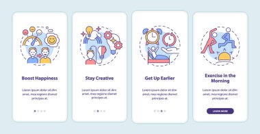 Mobil uygulama ekranında dengeli bir hayat nasıl yaşanır? Doğrusal kavramları olan harmoni yürüyüşü dört adımda grafik talimatları sayfalarını bul. UI, UX, GUI şablonu. Kullanılan sayısız Pro-Kalın, Düzenli yazı tipleri