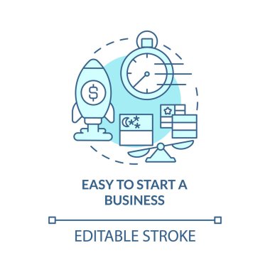 Ticari turkuaz konsept simgesi başlatmak kolay. Girişimciler için fırsatlar soyut fikir ince çizgili illüstrasyon. İzole bir taslak çizim. Düzenlenebilir felç. Kullanılan Roboto-Orta, Myriad Pro-Kalın yazı tipleri