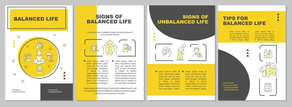 Dengelenmiş Dengesiz Sarı Yaşam Broşürü Ahengi Bul Doğrusal Simgeli Kitapçık — Stok Vektör