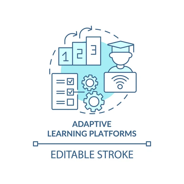 Plataformas Aprendizagem Adaptáveis Ícone Conceito Azul Software Para Estudantes Ideia — Vetor de Stock
