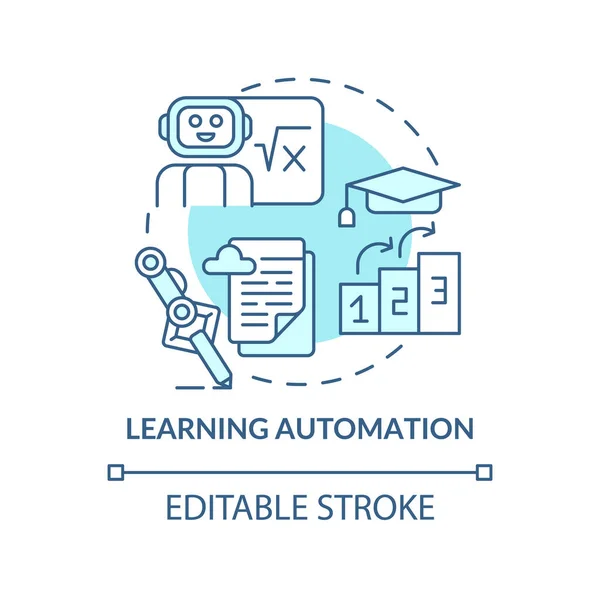 Aprendiendo Automatización Icono Concepto Azul Educación Tecnología Innovación Idea Abstracta — Vector de stock