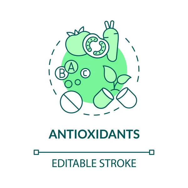 Antioxidantien Grünes Konzept Symbol Ernährung Für Das Wohlbefinden Fitness Ergänzt — Stockvektor