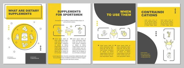 Suplementos Dietéticos Modelo Brochura Amarela Estilo Vida Adequado Desenho Impressão —  Vetores de Stock