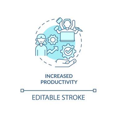 Üretkenlik turkuaz konsept simgesini arttır. Sağlıklı olun ve hedeflere ulaşın soyut fikirler ince çizgi çizimleri. İzole bir taslak çizim. Düzenlenebilir felç. Kullanılan Roboto-Orta, Myriad Pro-Kalın yazı tipleri