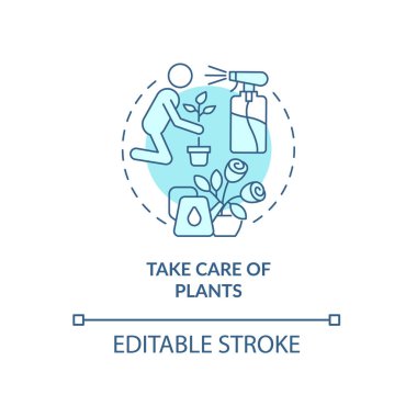 Turkuaz konsept ikonu ile ilgilenin. Sabah rutini soyut fikir ince çizgi çizimi. İzole bir taslak çizim. Düzenlenebilir felç. Kullanılan Roboto-Orta, Myriad Pro-Kalın yazı tipleri