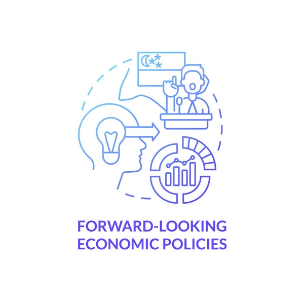 Forward Looking Economic Policies Blue Gradient Concept Icon Equitable Economic — Stock Vector