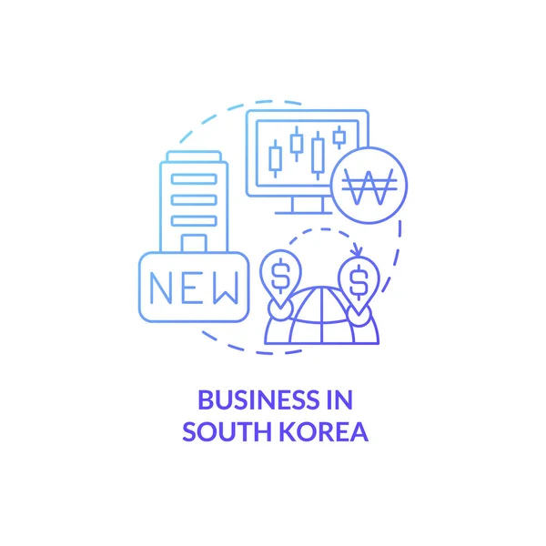 Negocios Corea Del Sur Icono Concepto Gradiente Azul Empresas Reubicación — Archivo Imágenes Vectoriales