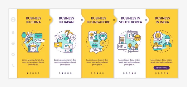 Asian Countries Business Running Yellow Orange Onboarding Template Responsive Mobile — Stock vektor