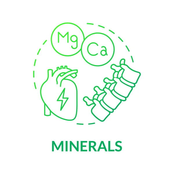 Minerales Verde Gradiente Icono Concepto Suplementos Naturales Para Estilo Vida — Vector de stock