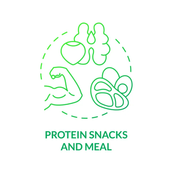 Snacks Proteínas Comida Verde Gradiente Icono Concepto Nutrición Fitness Complementos — Vector de stock