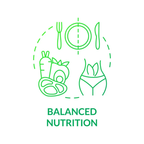 Icono Concepto Gradiente Verde Nutrición Equilibrada Ejercicio Estilo Vida Salud — Archivo Imágenes Vectoriales