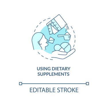 Turkuaz konsept ikonu kullanarak. Kilo kaybı gıda katkı maddeleri soyut fikirler ince çizgi çizimleri. İzole bir taslak çizim. Düzenlenebilir felç. Kullanılan Roboto-Orta, Myriad Pro-Kalın yazı tipleri