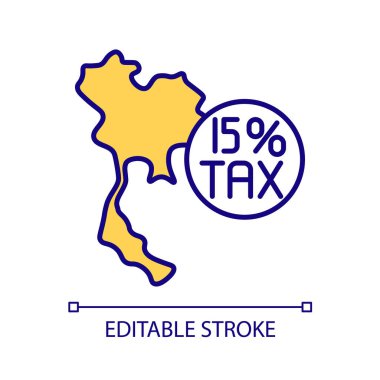 Düşük vergileri olan eyalet RGB renk simgesi. İş teşviki. Vergi gelir sistemi. İş yatırımı. İzole vektör çizimi. Basit bir çizgi çizimi. Düzenlenebilir felç. Kullanılan Arial yazı tipi