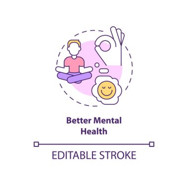Akıl sağlığı konsepti ikonu. Zihninizi açık, soyut ve ince çizgi çizimi için erken kalkın. İzole bir taslak çizim. Düzenlenebilir felç. Kullanılan Roboto-Orta, Myriad Pro-Kalın yazı tipleri