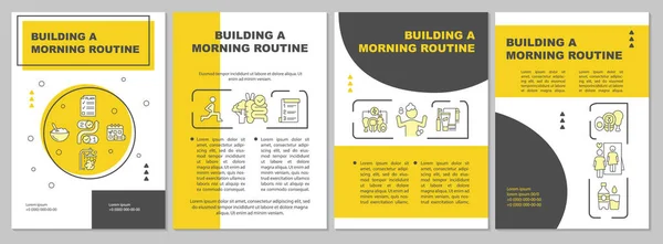 Building Morning Routine Yellow Brochure Template Day Start Booklet Print — Stock vektor