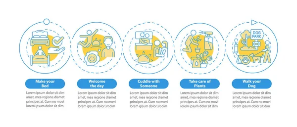 Conseils Routine Quotidienne Cercle Modèle Infographique Commencez Une Nouvelle Journée — Image vectorielle