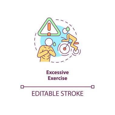 Aşırı egzersiz konsepti ikonu. Abartı çalışıyor. Şiddetli travmatik eğitimler soyut fikirler ince çizgi çizimleri. İzole bir taslak çizim. Düzenlenebilir felç. Kullanılan Roboto-Orta, Myriad Pro-Kalın yazı tipleri