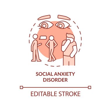 Sosyal Anksiyete Bozukluğu Terracotta konsepti ikonu. Duygusal bozukluk soyut fikir ince çizgi çizimi. İzole bir taslak çizim. Düzenlenebilir felç. Kullanılan Roboto-Orta, Myriad Pro-Kalın yazı tipleri