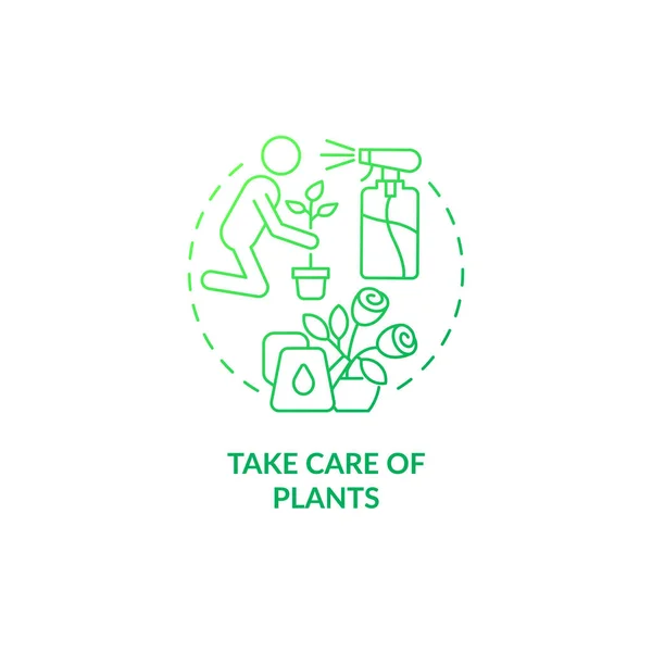 Take Care Plants Green Gradient Concept Icon Gardening Hobby Morning — Vettoriale Stock