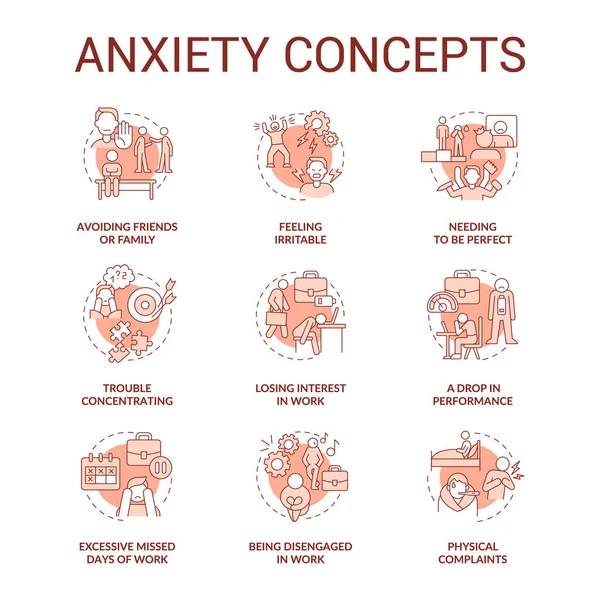 Άγχος Terracotta Έννοια Εικονίδια Που Συναισθηματική Αντίδραση Στο Στρες Ψυχική — Διανυσματικό Αρχείο