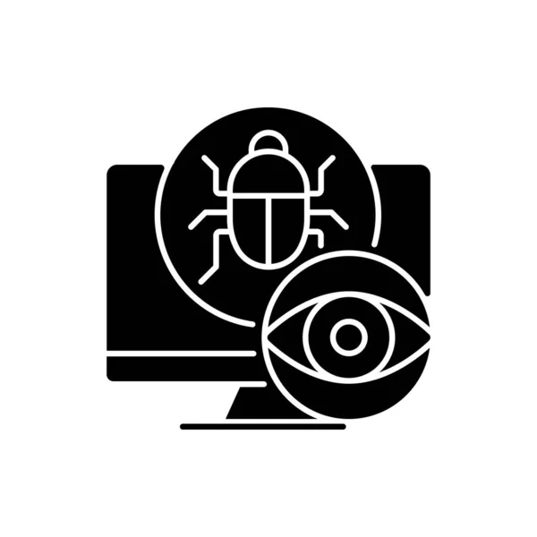 Icono Glifo Negro Spyware Software Malicioso Espiar Monitorear Malware Robando — Archivo Imágenes Vectoriales