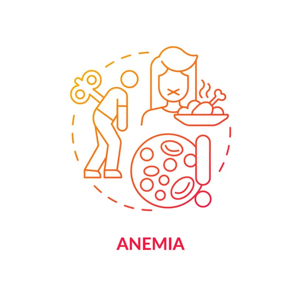 Anemia Red Gradient Concept Icon Рівень Гемоглобіну Знижується Червоні Кров — стоковий вектор