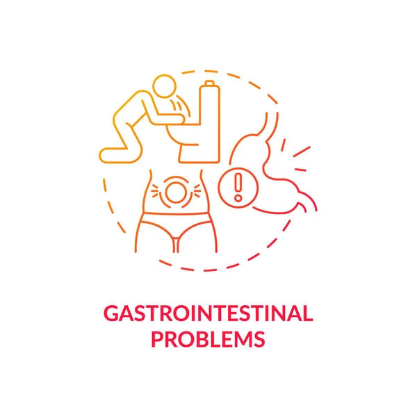 Problemas Gastrointestinales Icono Concepto Gradiente Rojo Trastornos Digestivos Dolor Abdominal — Vector de stock