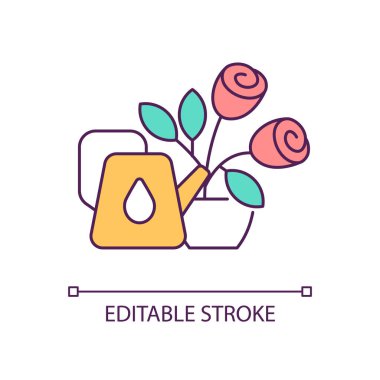 Bitkilerin RGB renk simgesiyle ilgileniyorum. Her gün için rahatlatıcı bir hobi. Bahçıvanlık ve ekme. İzole vektör çizimi. Basit bir çizgi çizimi. Düzenlenebilir felç. Kullanılan Arial yazı tipi