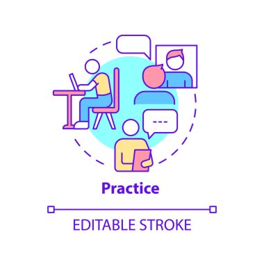 Konsept ikonu alıştırması. Performansta paniğin üstesinden gel. Anksiyete soyut fikirlerin ince çizgi çizimlerinden kaçınmak. İzole bir taslak çizim. Düzenlenebilir felç. Kullanılan Roboto-Orta, Myriad Pro-Kalın yazı tipleri