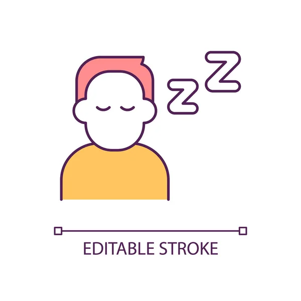 Sleeping Man Rgb Color Icon Tired Person Suffering Sleep Lack — Stockvektor